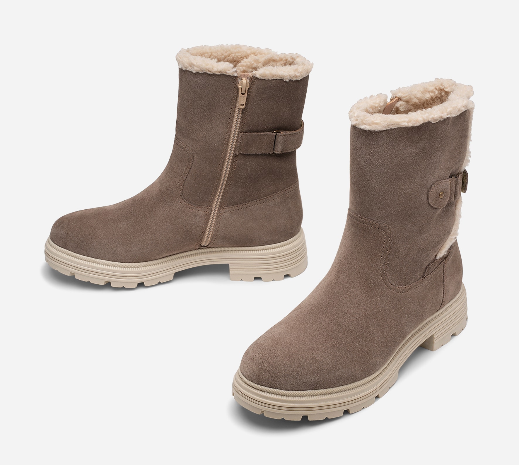 PACE, Varmfodrade boots med spänne Beigea