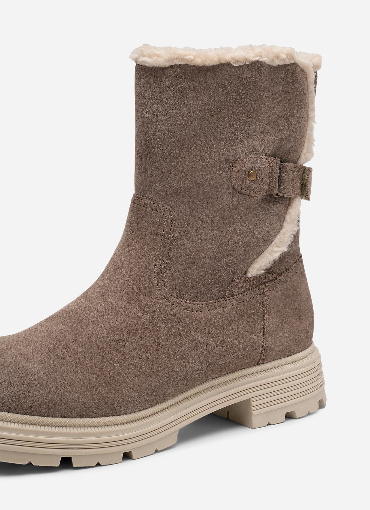 PACE, Varmfodrade boots med spänne Beigea