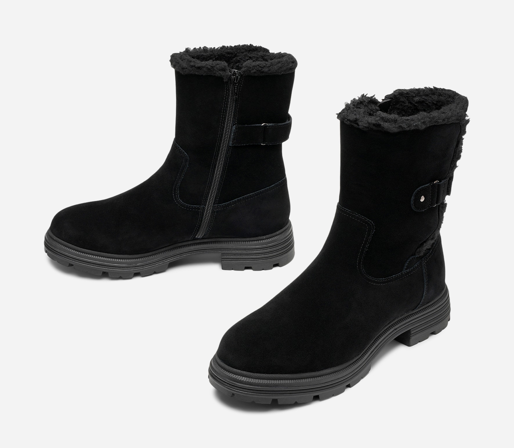 PACE, Varmfodrade boots med spänne Svarta