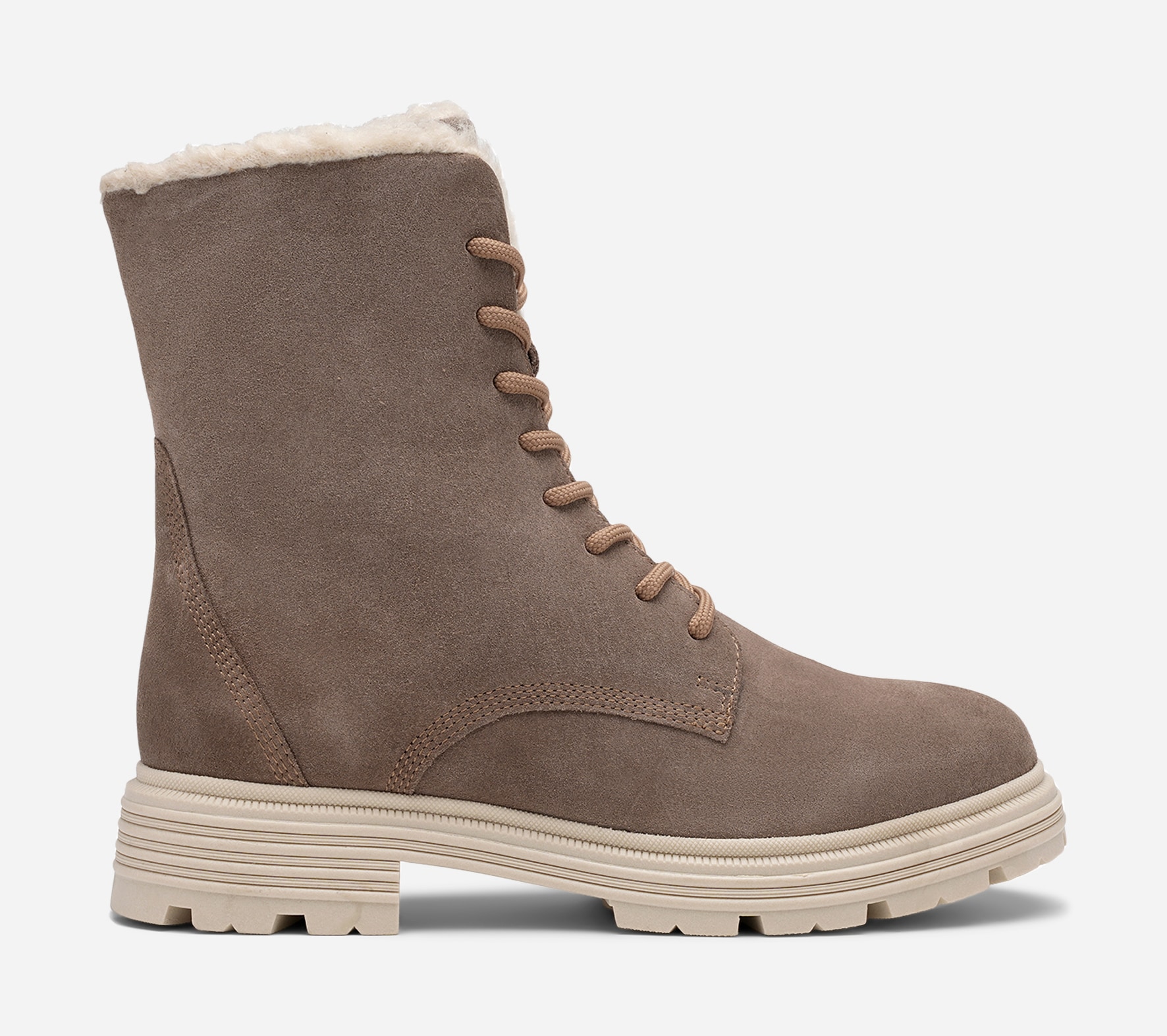 PACE, Varmfodrade boots med snörning Beigea
