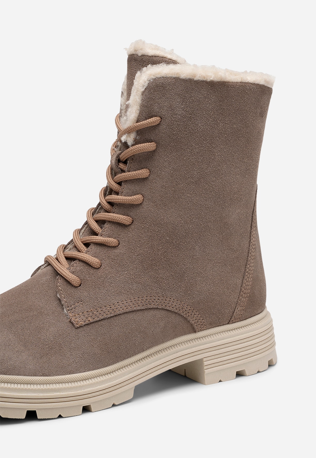 PACE, Varmfodrade boots med snörning Beigea