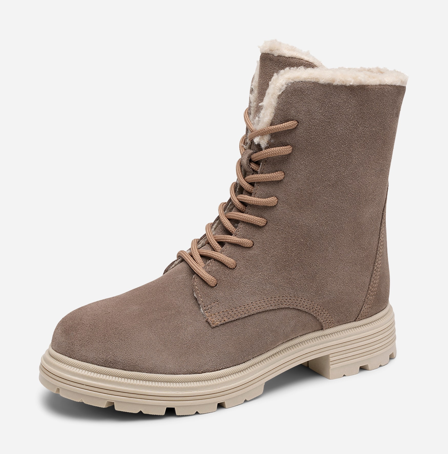 PACE, Varmfodrade boots med snörning Beigea
