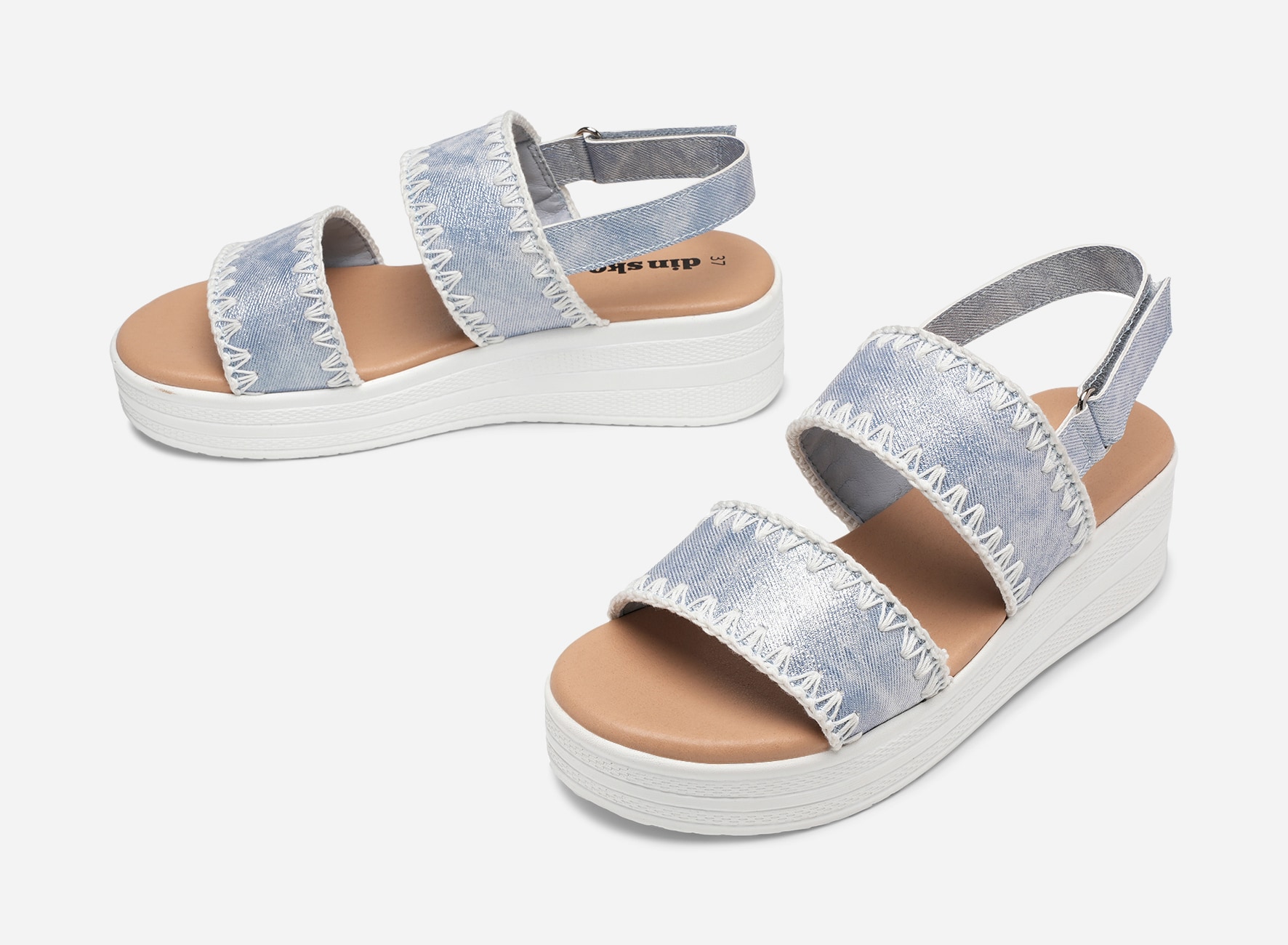 DINSKO, Sandaler med remmar Blåa