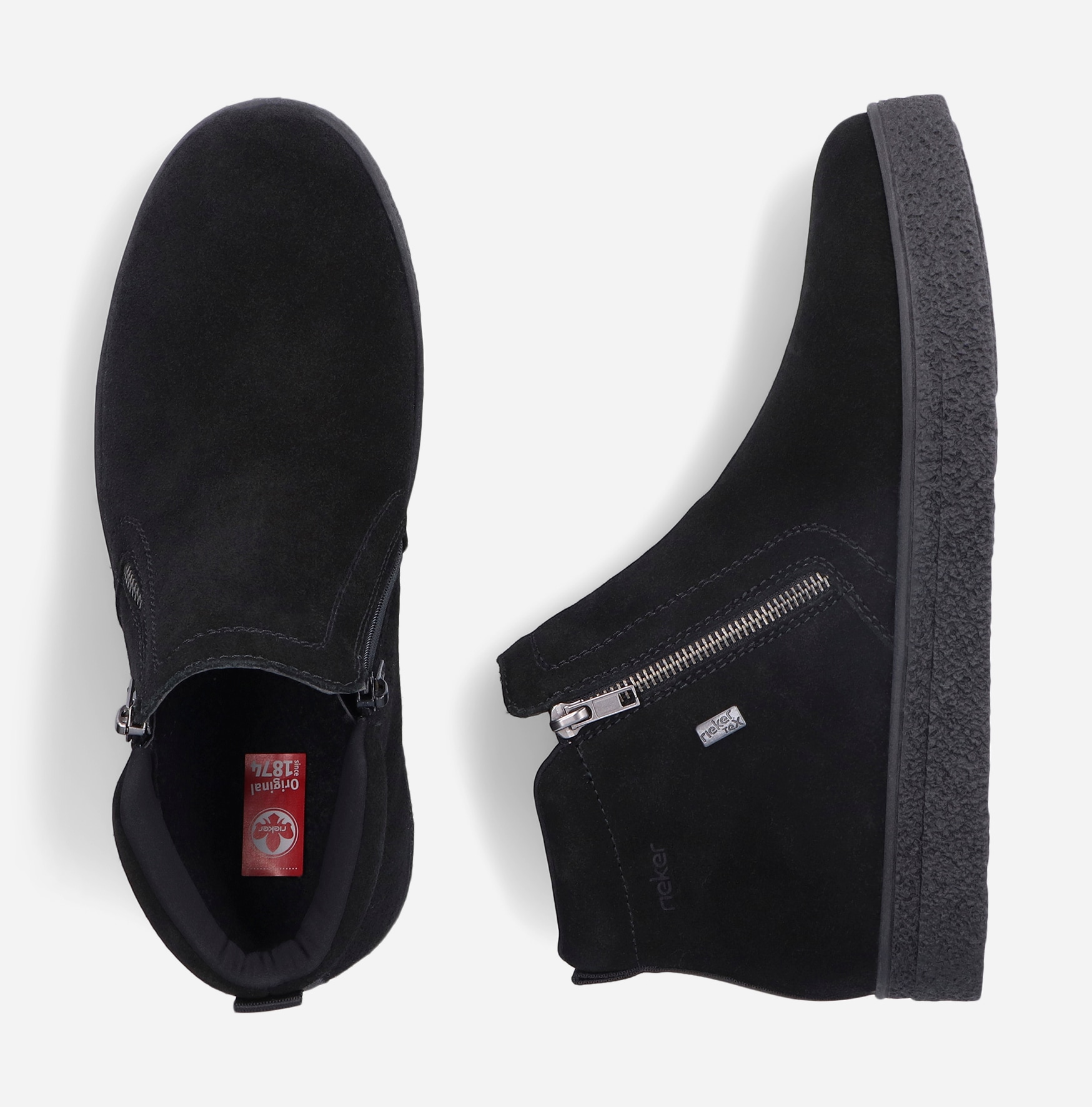 RIEKER, Varmfodrade boots med dragkedja Svarta