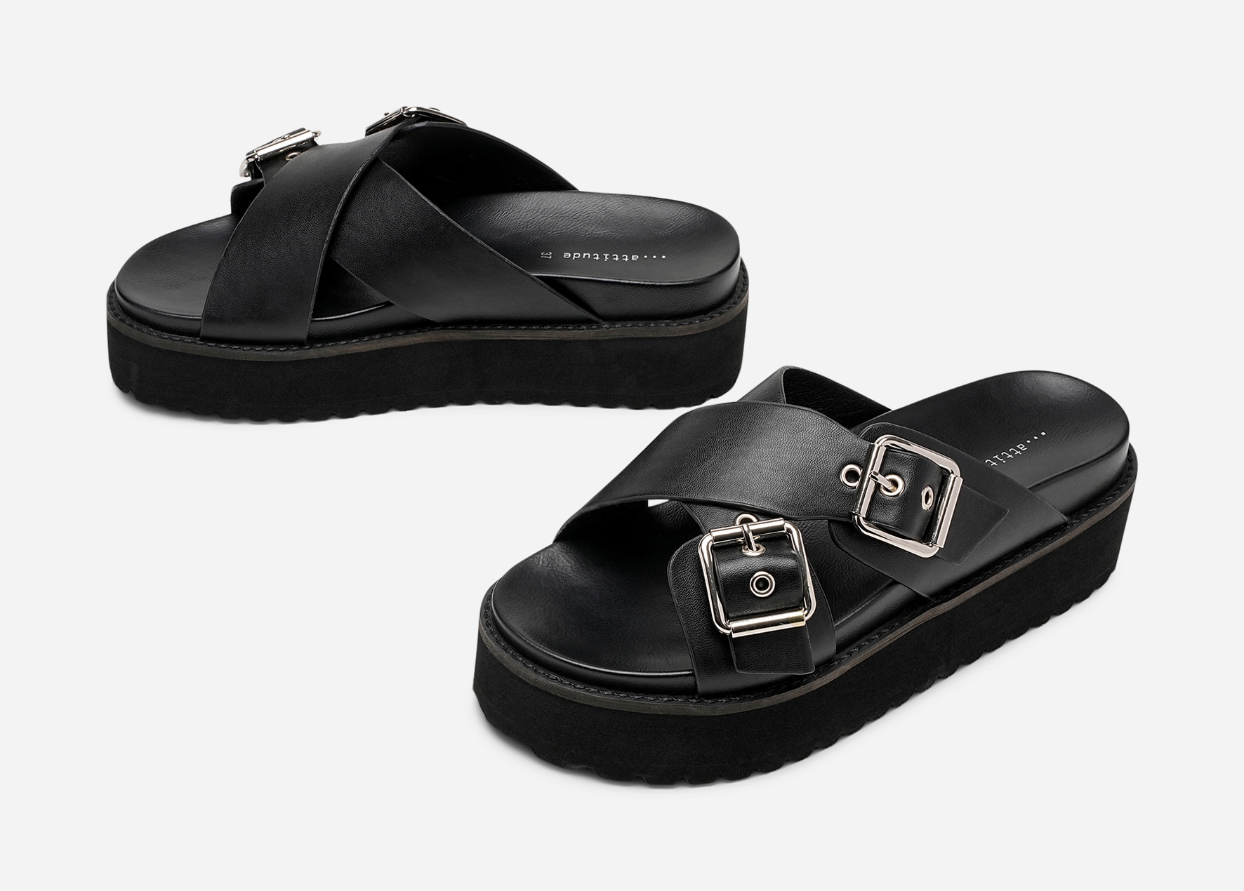 ATTITUDE, Sandaler med platåsula Svarta