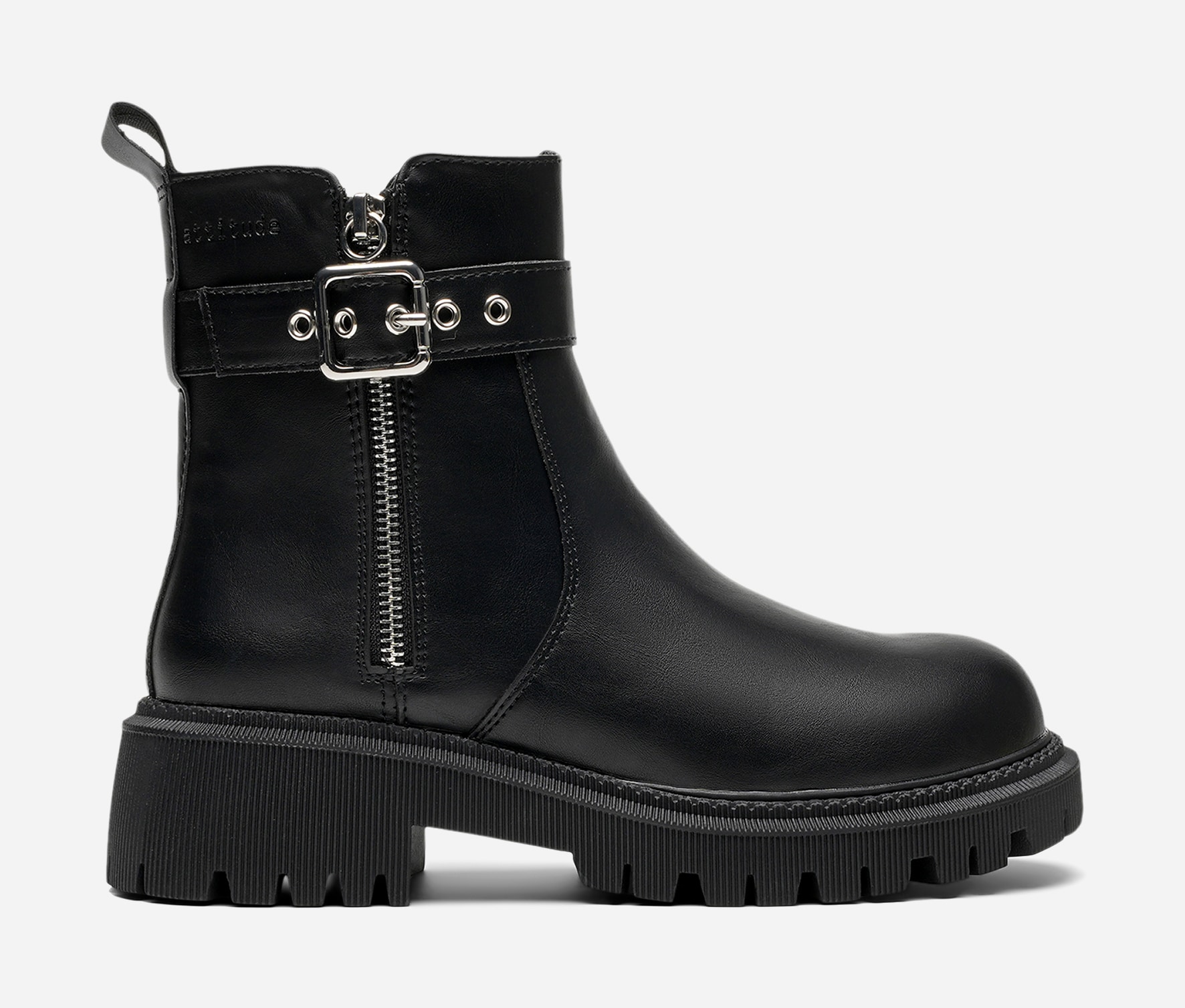 ATTITUDE, Varmfodrade boots med spänne Svarta