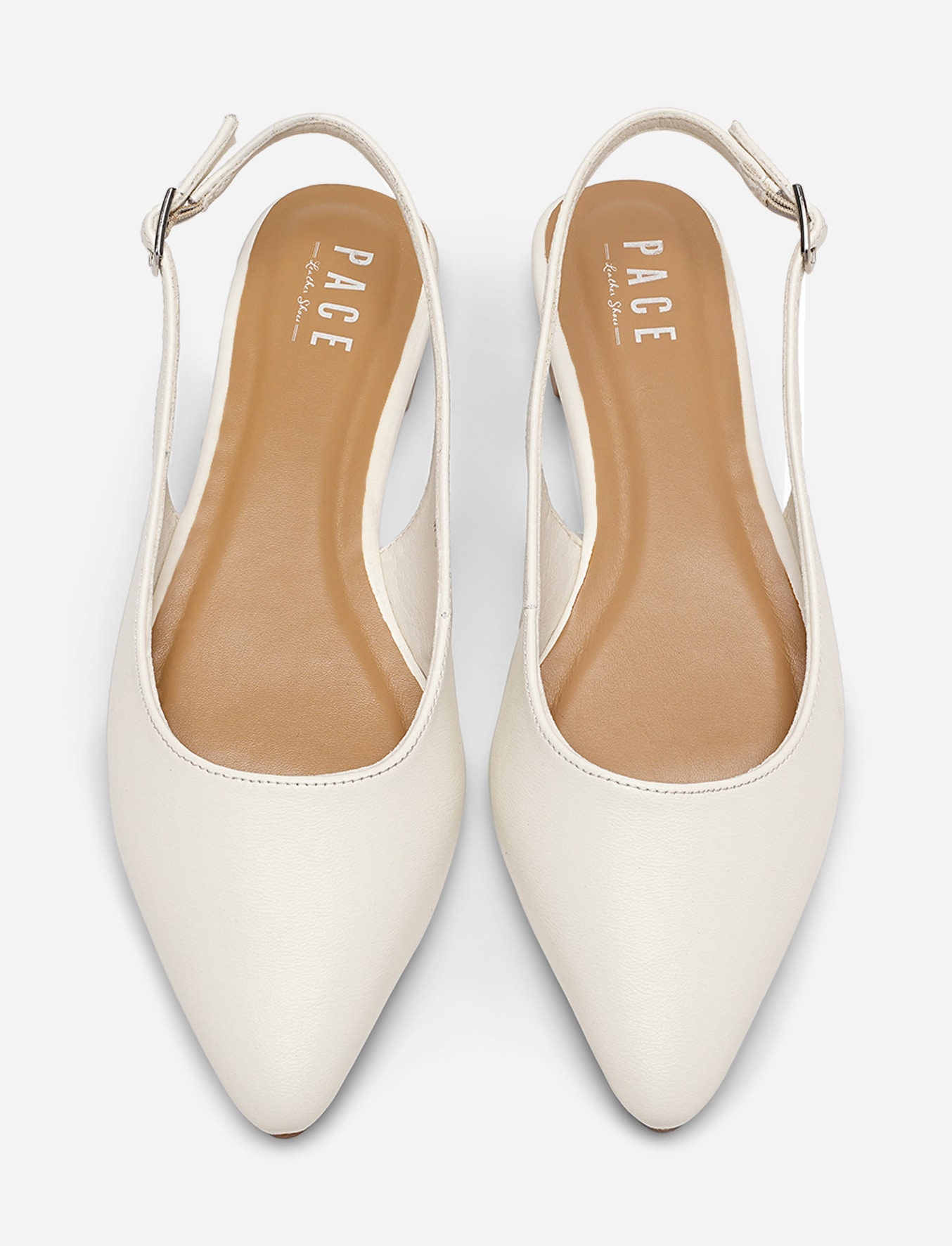 PACE, Ballerinaskor med slingback Vita