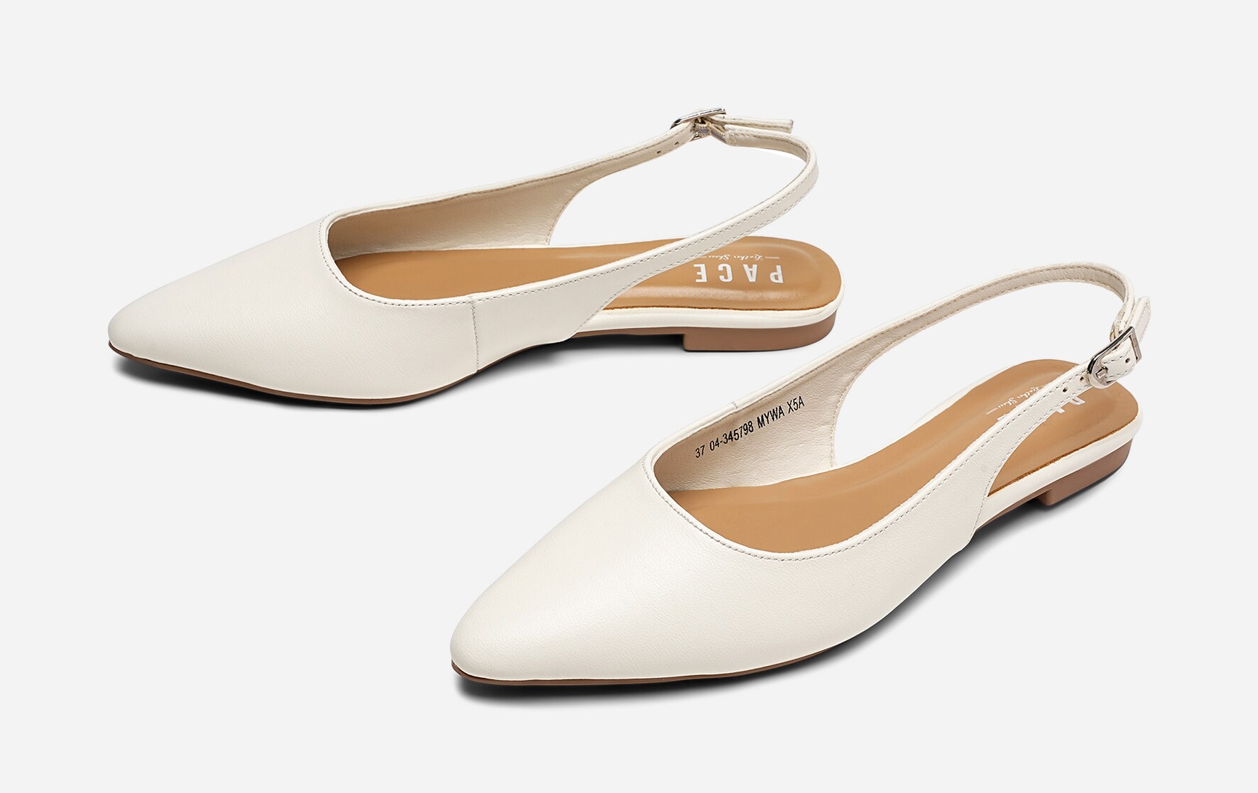 PACE, Ballerinaskor med slingback Vita