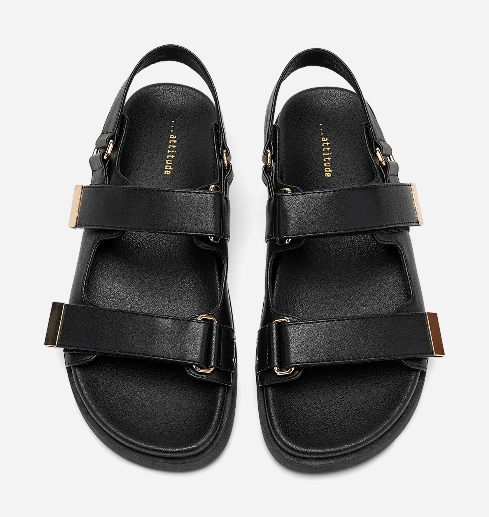 ATTITUDE, Sandaler med remmar Svarta