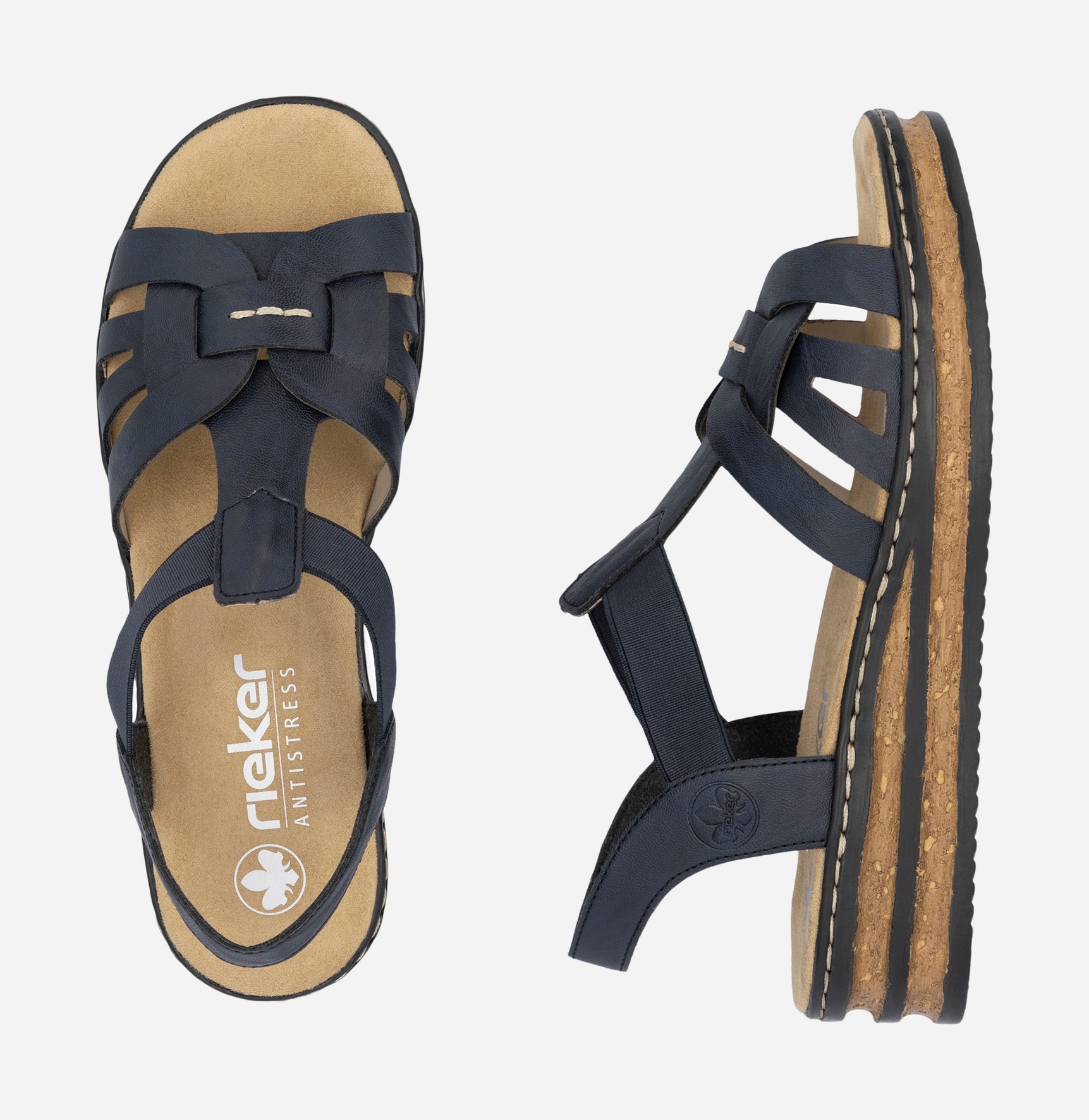 RIEKER, Sandaletter med remmar Blåa