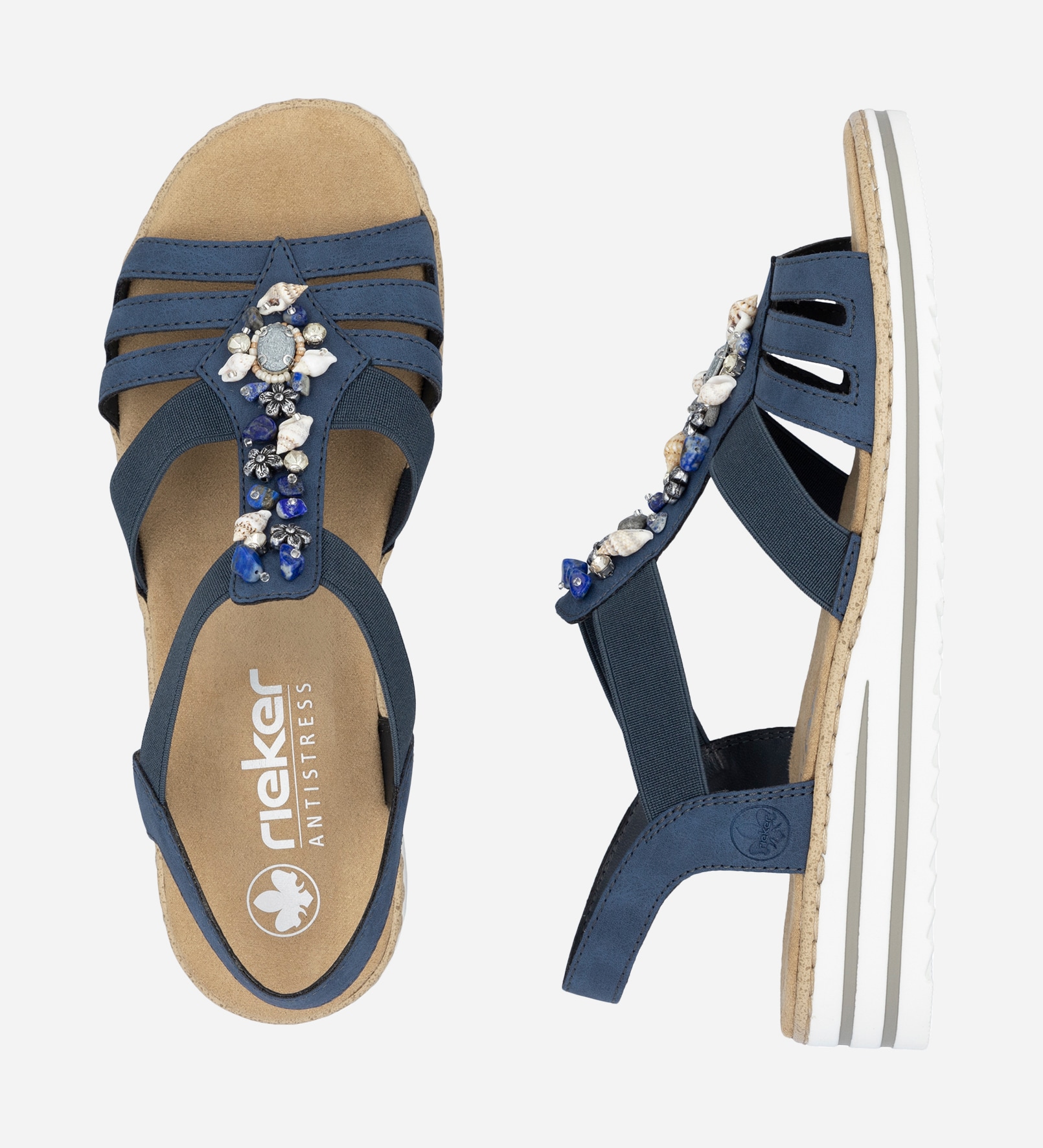 RIEKER, Sandaler med remmar Blåa