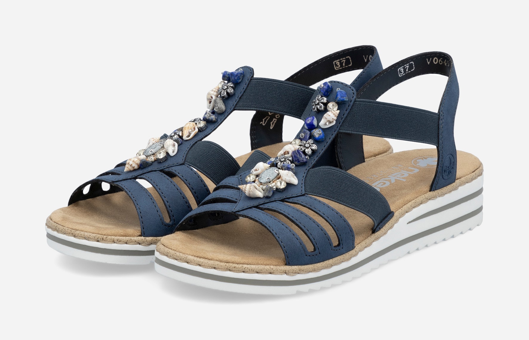 RIEKER, Sandaler med remmar Blåa