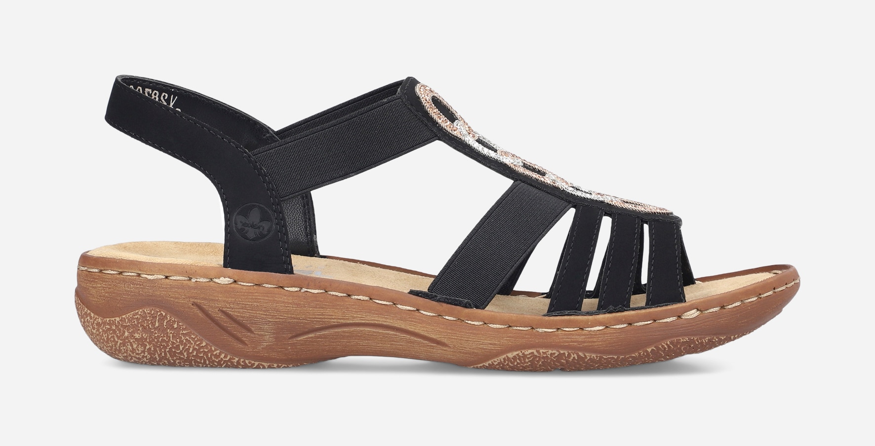 RIEKER, Sandaler med remmar Svarta