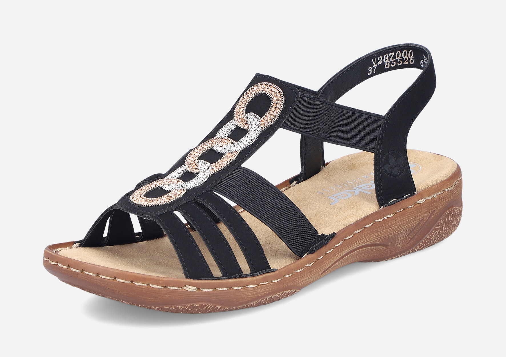 RIEKER, Sandaler med remmar Svarta