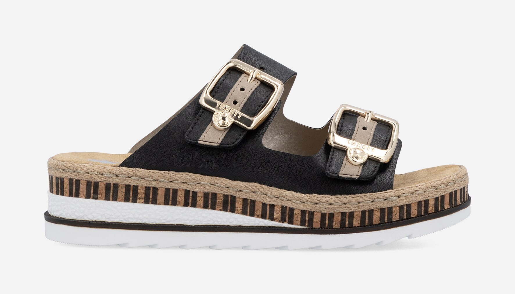 RIEKER, Sandaletter med remmar Svarta