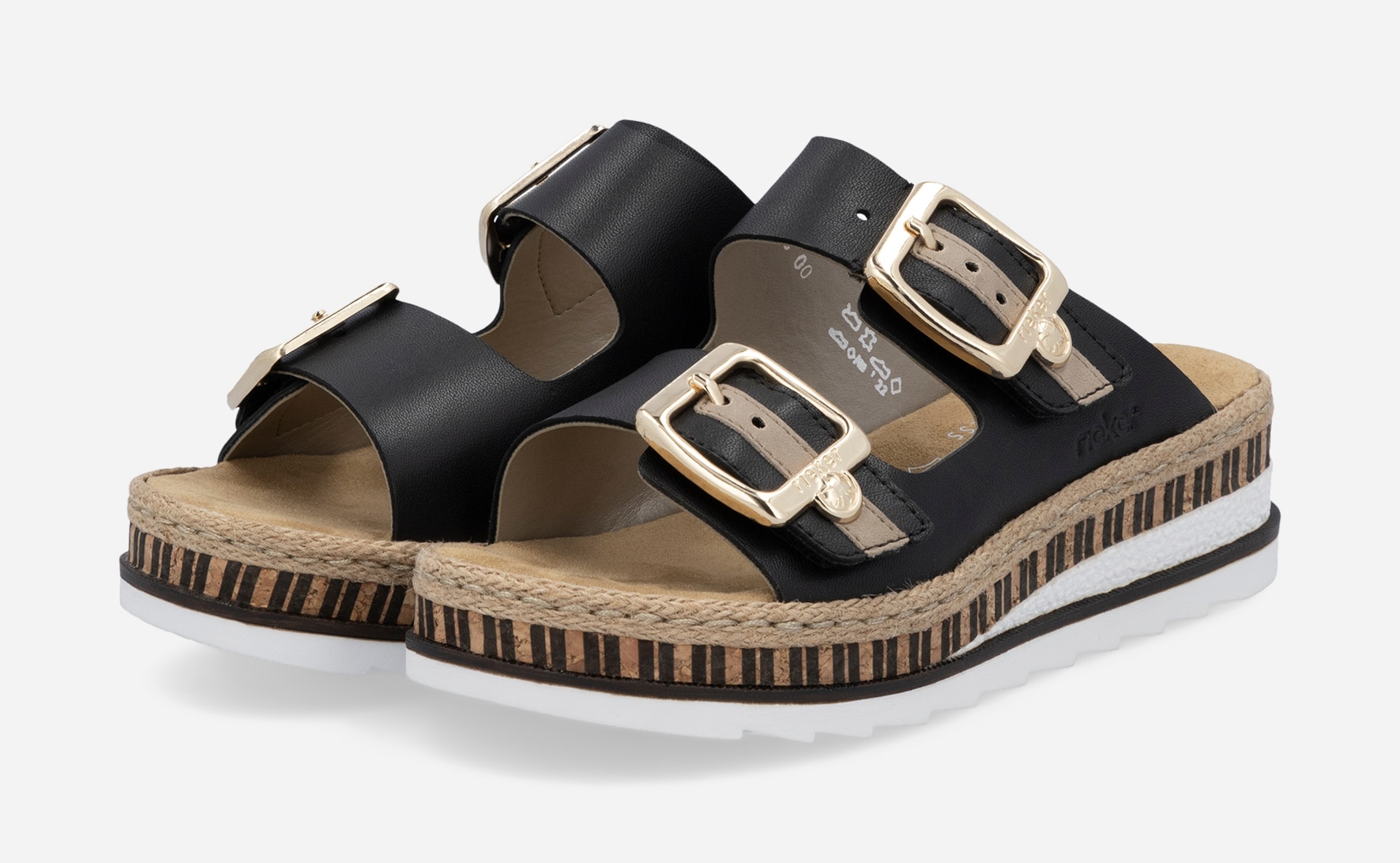 RIEKER, Sandaletter med remmar Svarta