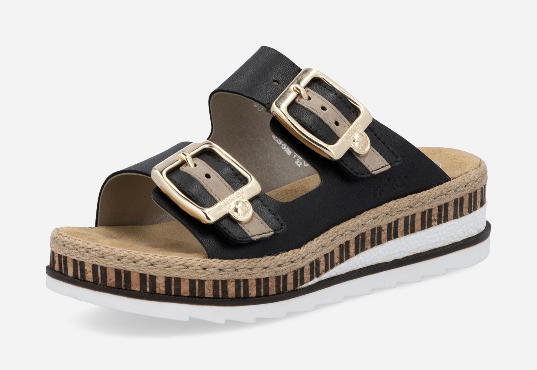 RIEKER, Sandaletter med remmar Svarta