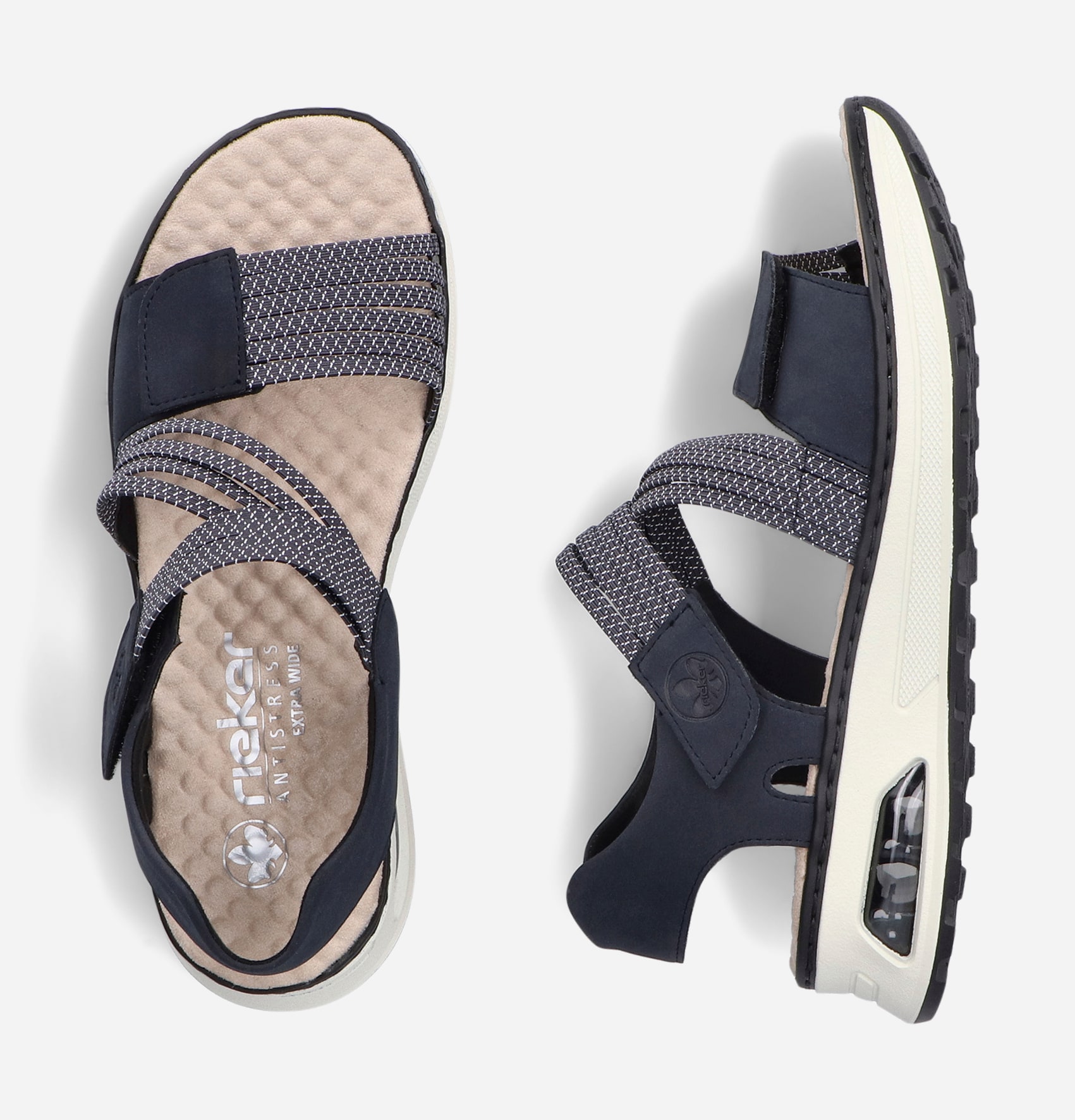 RIEKER, Sandaler med remmar Blåa