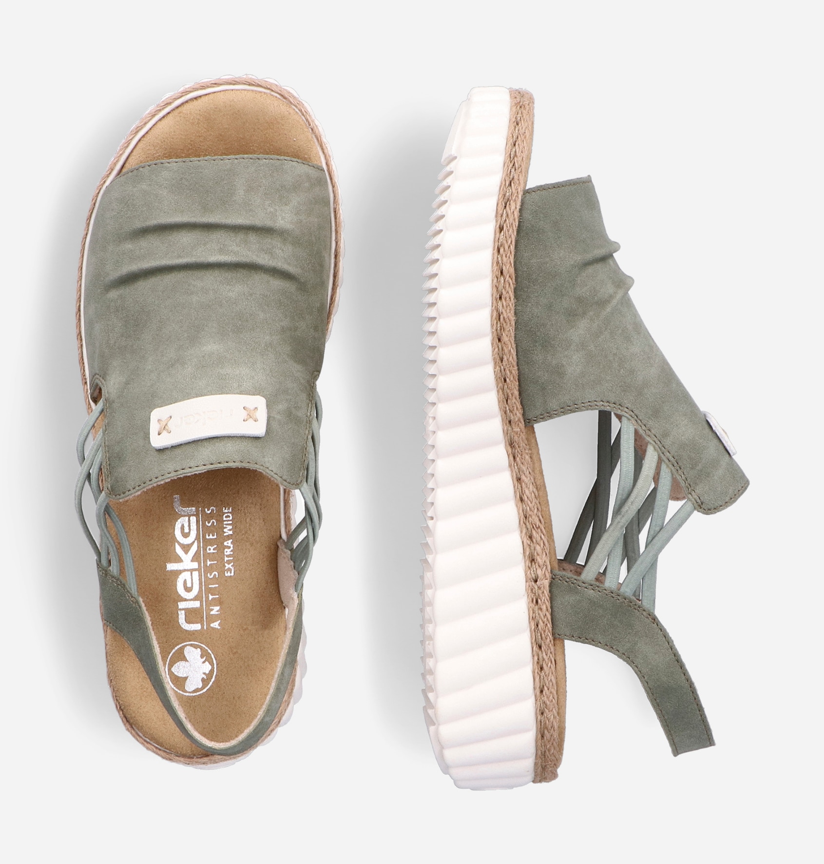 RIEKER, Sandaler med remmar Gröna