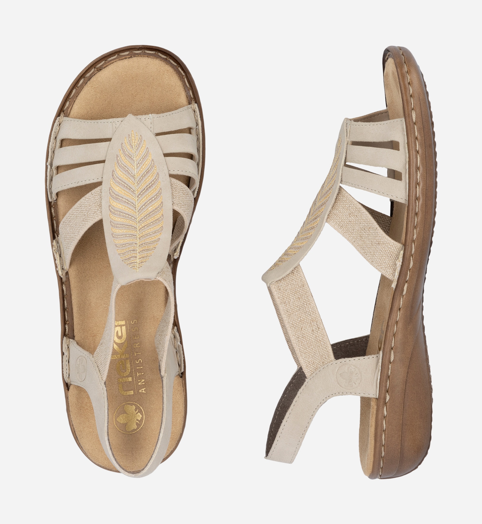 RIEKER, Sandaler med remmar Beigea