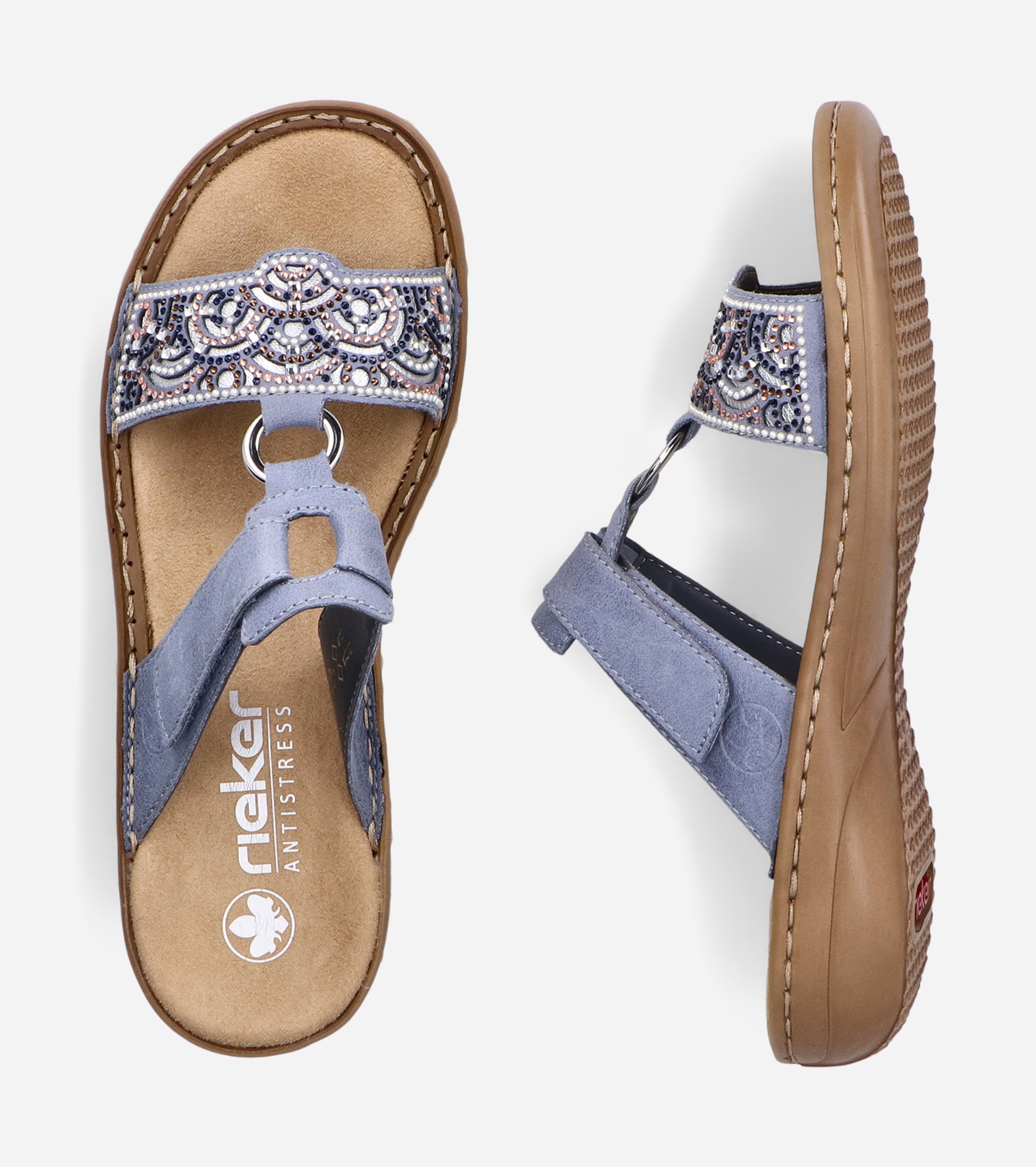 RIEKER, Sandaler med remmar Blåa