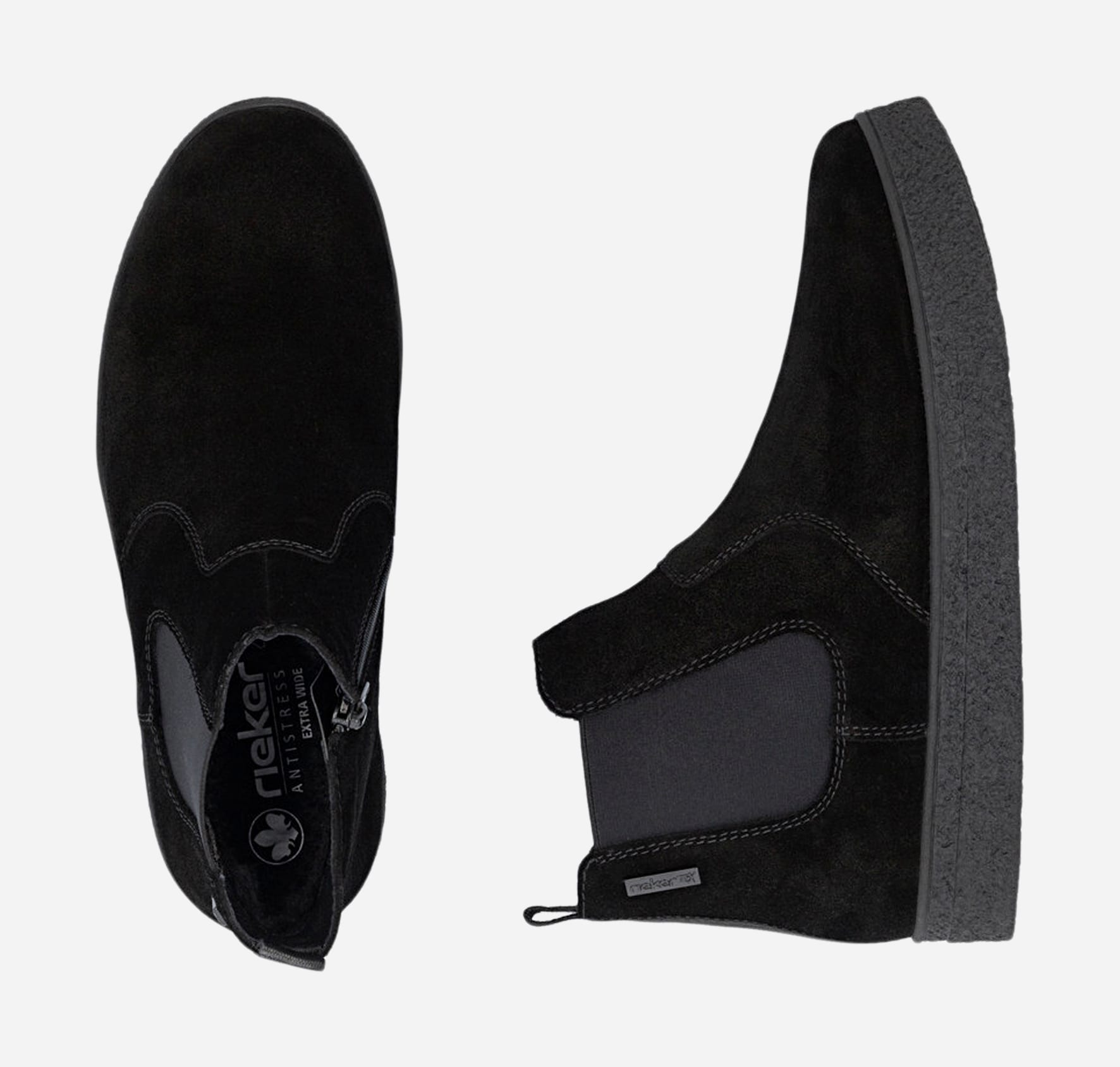 RIEKER, Varmfodrade boots med dragkedja Svarta