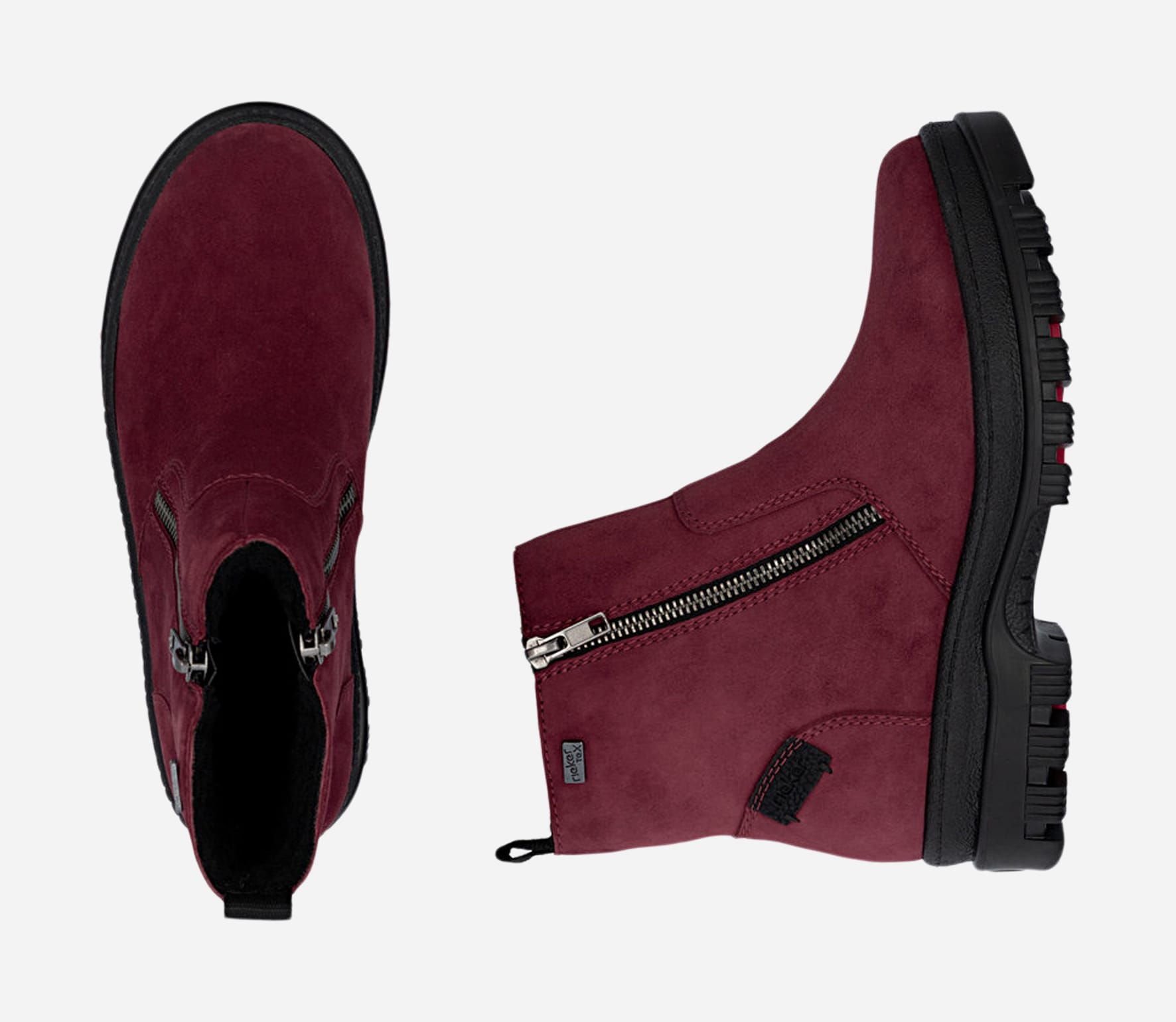 RIEKER, Boots med dragkedja Röda
