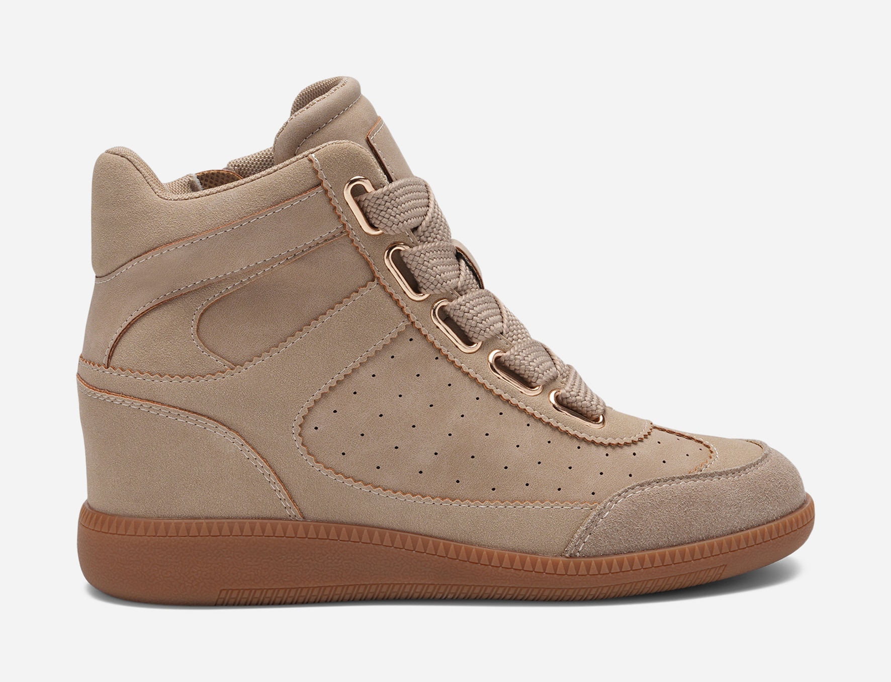 DINSKO, Höga sneakers med inbyggd kilklack Beigea