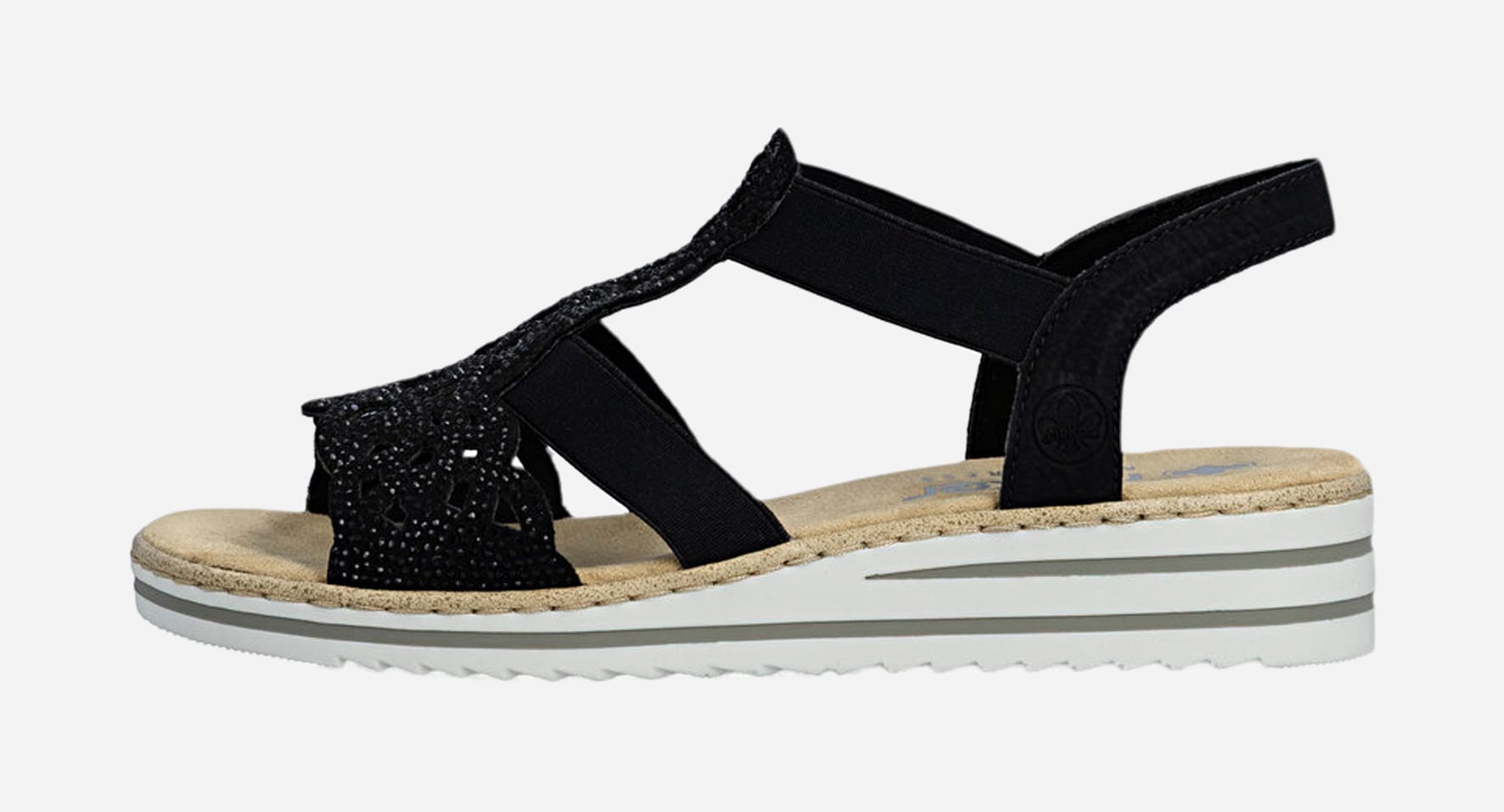 RIEKER, Sandaler med remmar Svarta