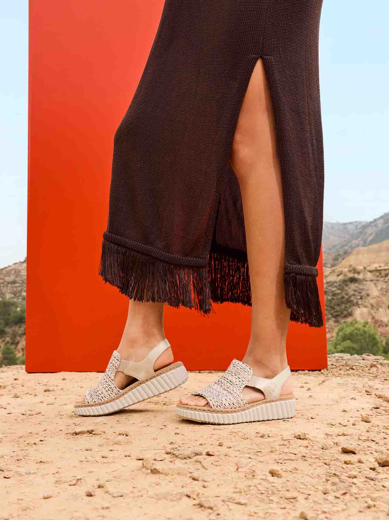 RIEKER, Sandaler med remmar Beigea