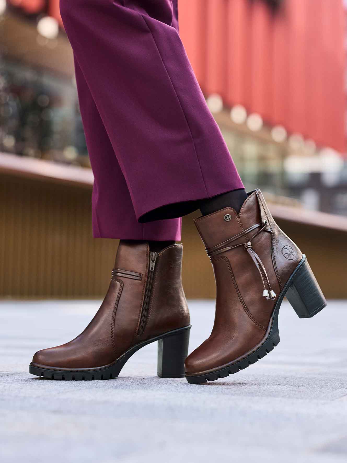 RIEKER, Boots med spänne Bruna