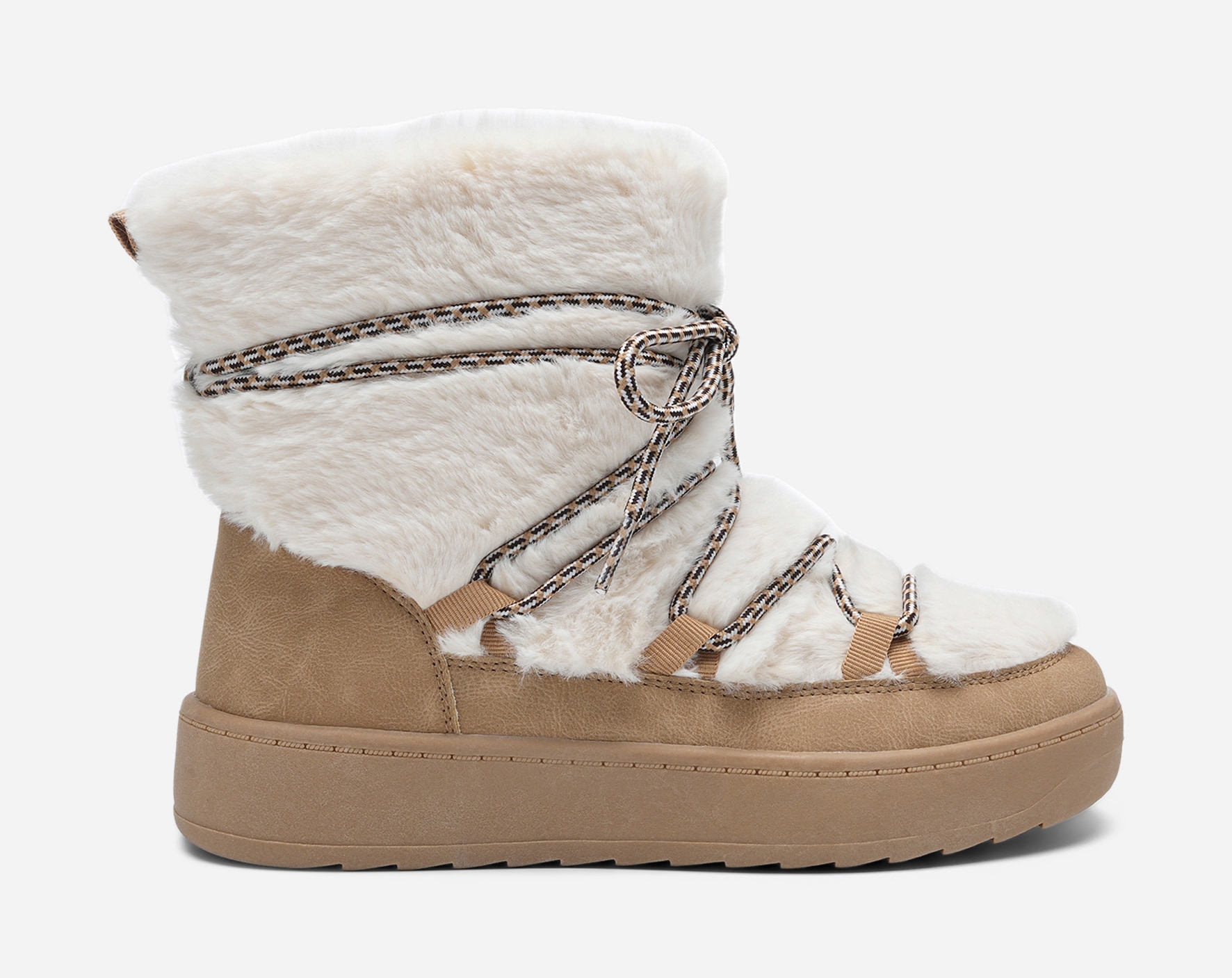 ATTITUDE, Varmfodrade boots med snörning Beigea